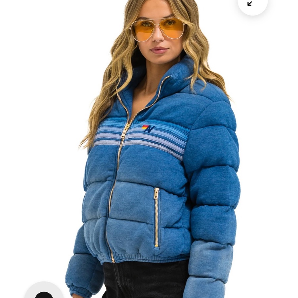 AVIATOR NATION 5 STRIPE FADED APRES JACKET - FADED WATER - Picture 3 of 3